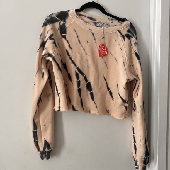Wild fox Nectar Stripe Tie Dye Jude Lounge Crop sweatshirt - Picture 2 of 5